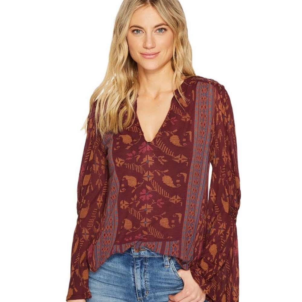 v neck long sleeve peasant top Lucky brand 💙